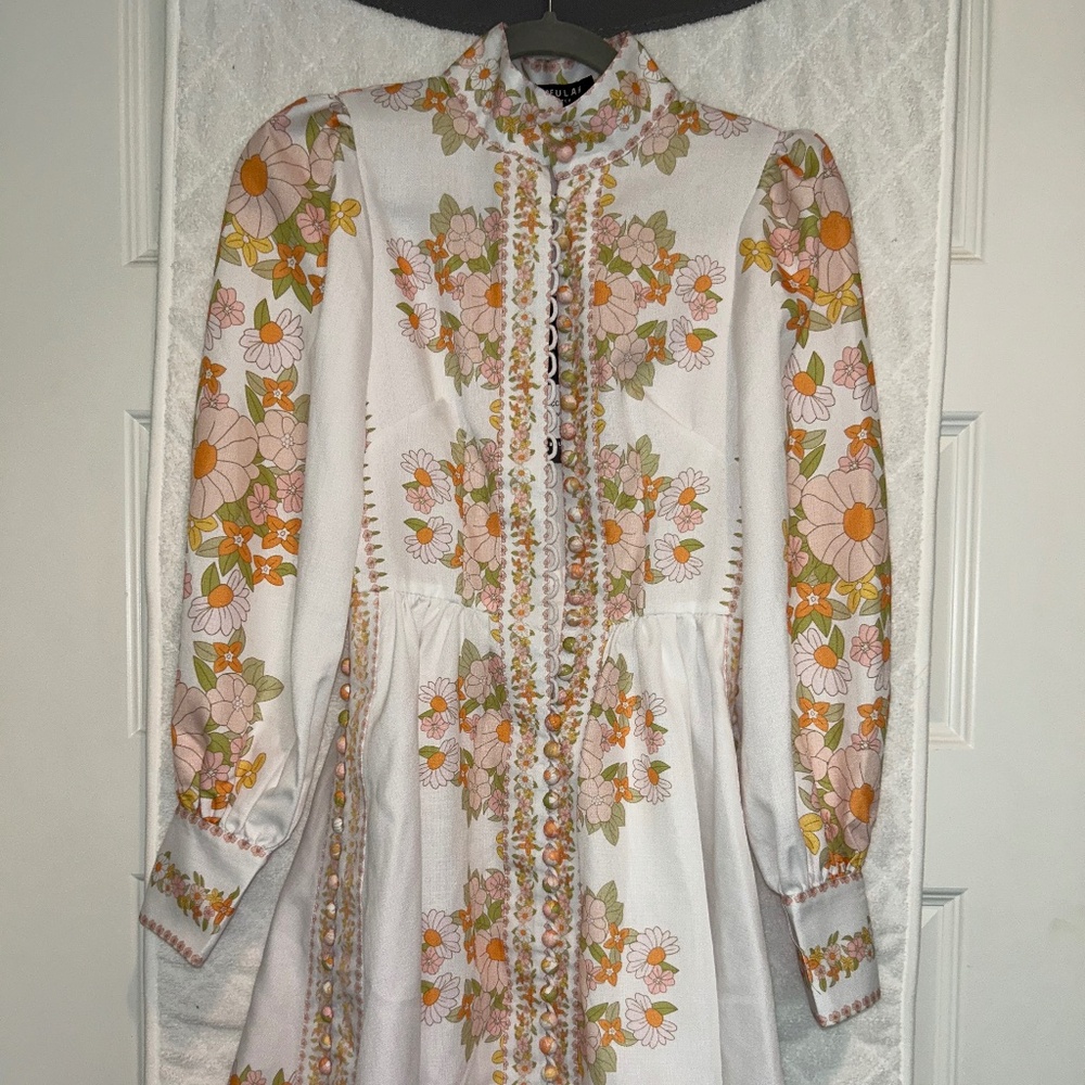 Tuckernuck x Beulah Leila Floral Belted Dress in White